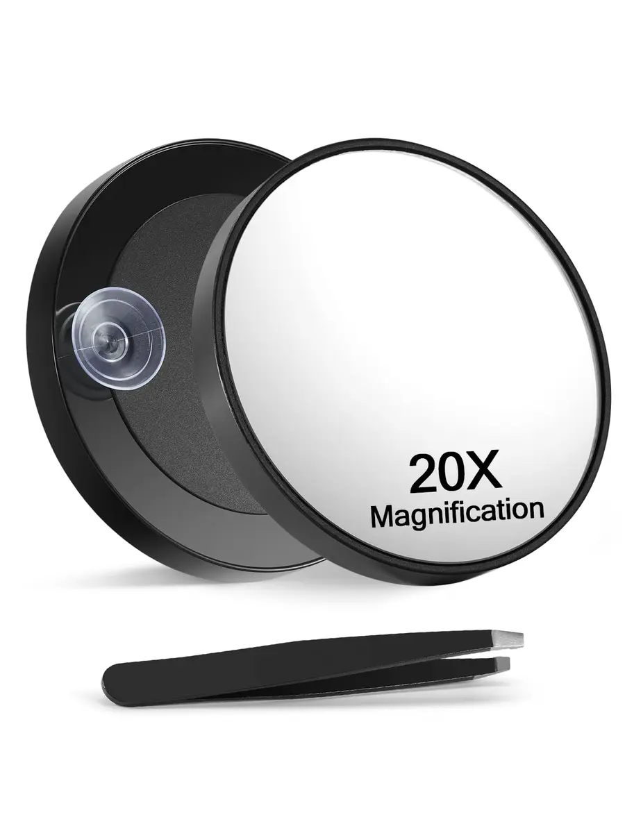 Macaki 20x Magnifying Mirror Suction Cup | Powerful 3.5 in, Black, Travel & Makeup - main product image