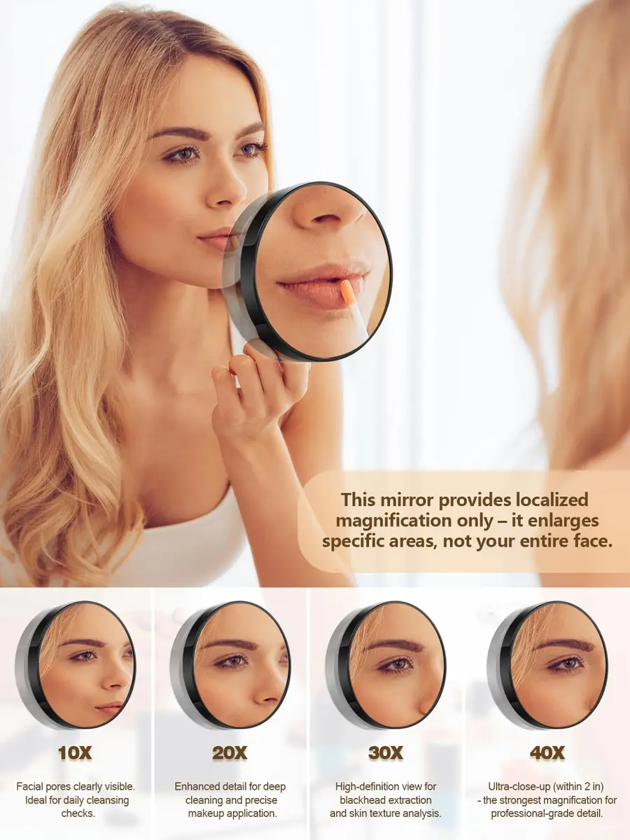 Macaki 20x Magnifying Mirror Suction Cup | Powerful 3.5 in, Black, Travel & Makeup - view 3