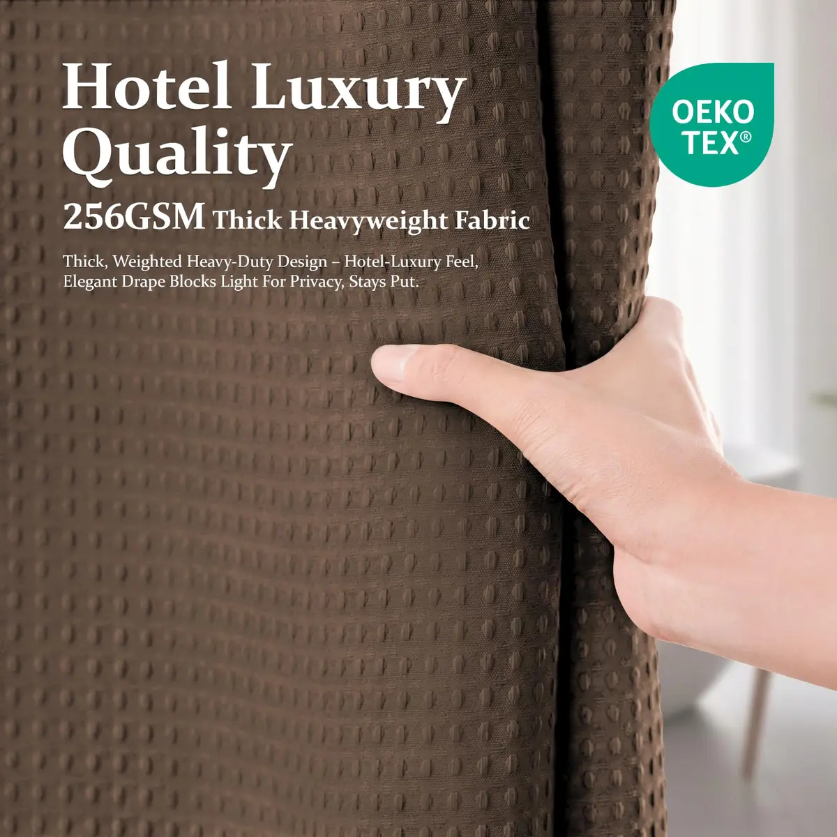 Dynamene Waffle Shower Curtain 183cm x 183cm (72"x72") | Heavy Duty 256 GSM Fabric with Weighted Hem - view 6