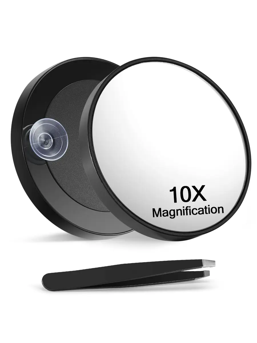 Macaki 10x Magnifying Suction Cup Mirror 3.5 inch Black | Attaches to Smooth Surfaces for Flawless Makeup - main product image