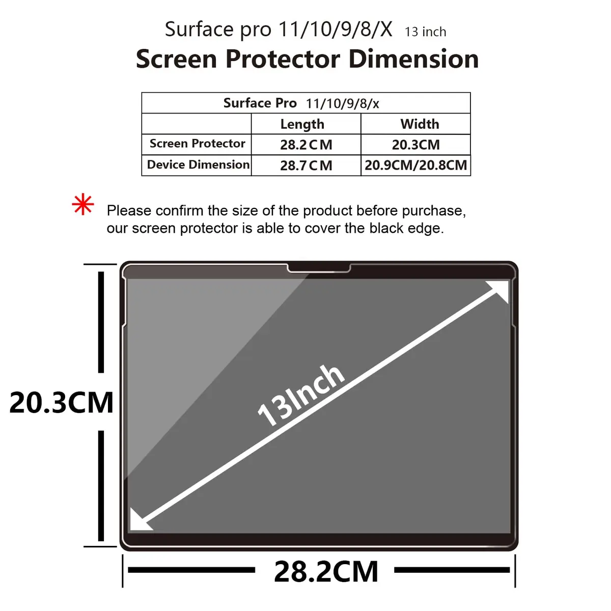 Adeway Paperfeel Screen Protector for Surface Pro 11/10/9/8/X 13" | Matte Tempered Glass with Anti-glare (110c) - view 3