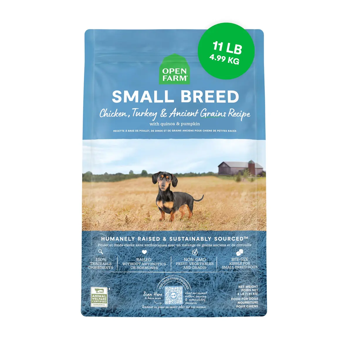 Open Farm Ancient Grains Dry Dog Food Small Breed 11 lb | Nutrient-Dense, Grain-Inclusive, Traceable - main product image