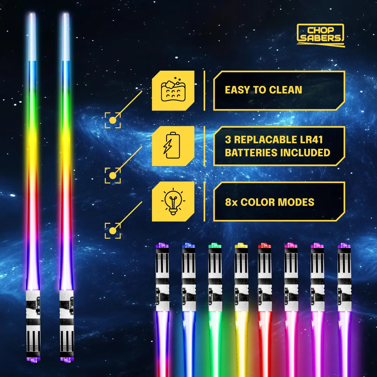 ChopSabers Star Wars Lightsaber Chopsticks with LED, 8 Modes, Frost Tip, 26.0 cm (10.25 inches) - view 5