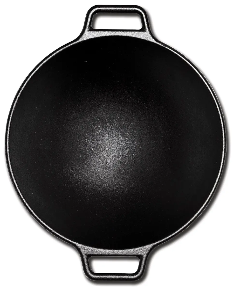 Lodge BOLD 14 Inch Seasoned Cast Iron Wok with Red Silicone Assist Handle Holder | Induction Compatible - view 3