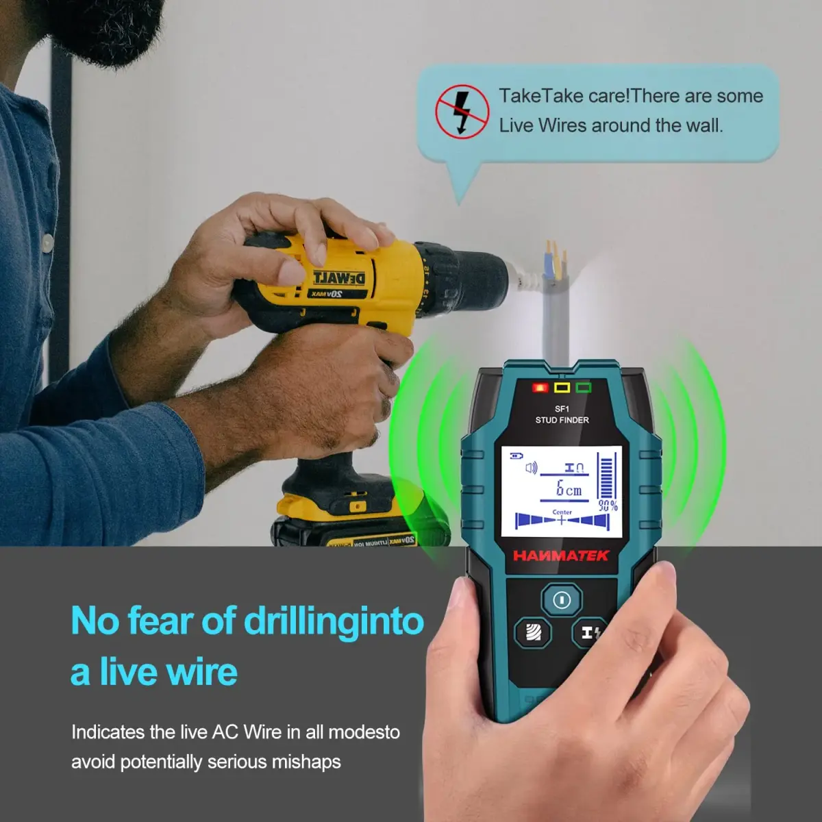 HANMATEK Stud Finder Wall Scanner Detector with Pro Smart Sensor, Audio Alarm & HD LCD Display | 18.4cm (7.24in) Length - view 5