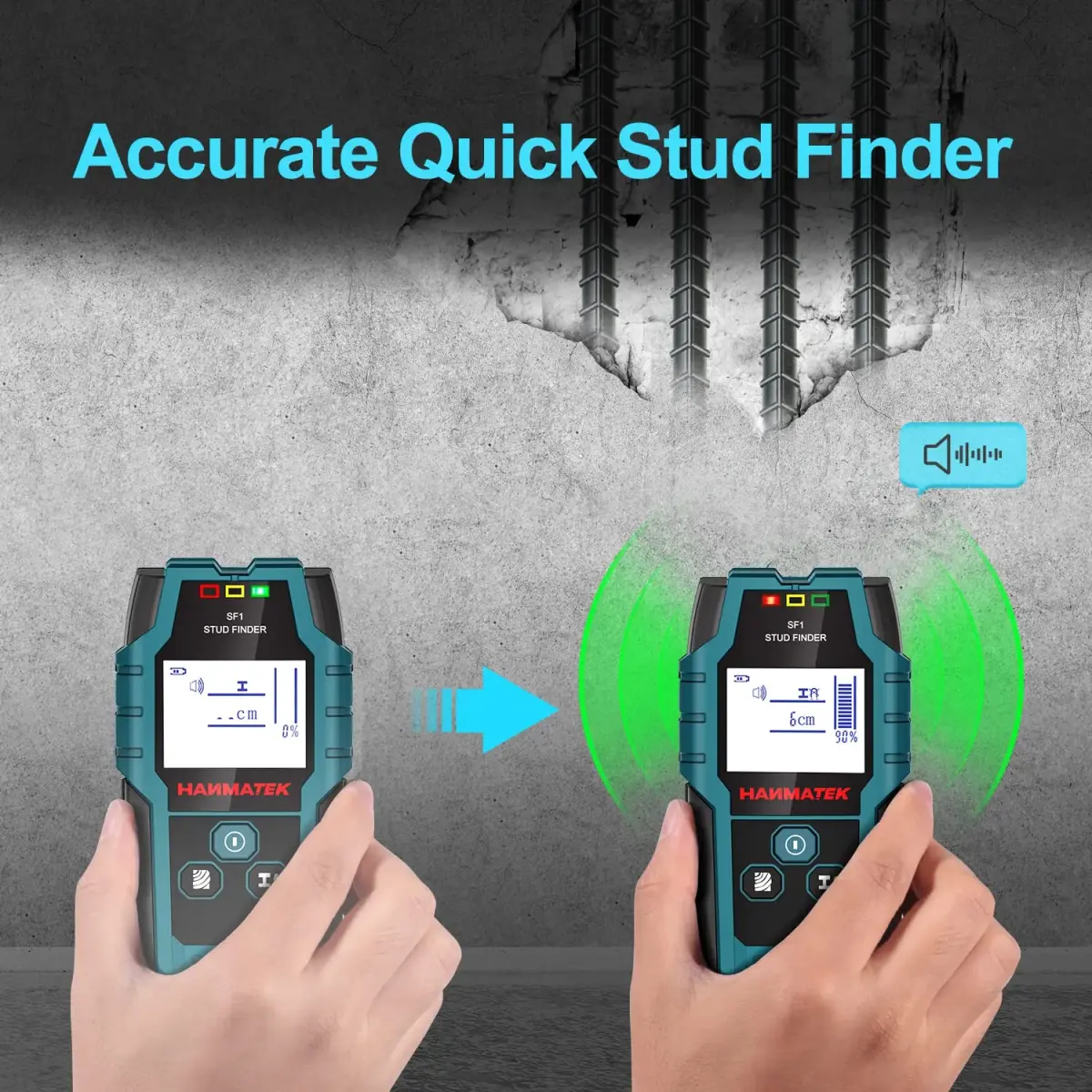 HANMATEK Stud Finder Wall Scanner Detector with Pro Smart Sensor, Audio Alarm & HD LCD Display | 18.4cm (7.24in) Length - view 6