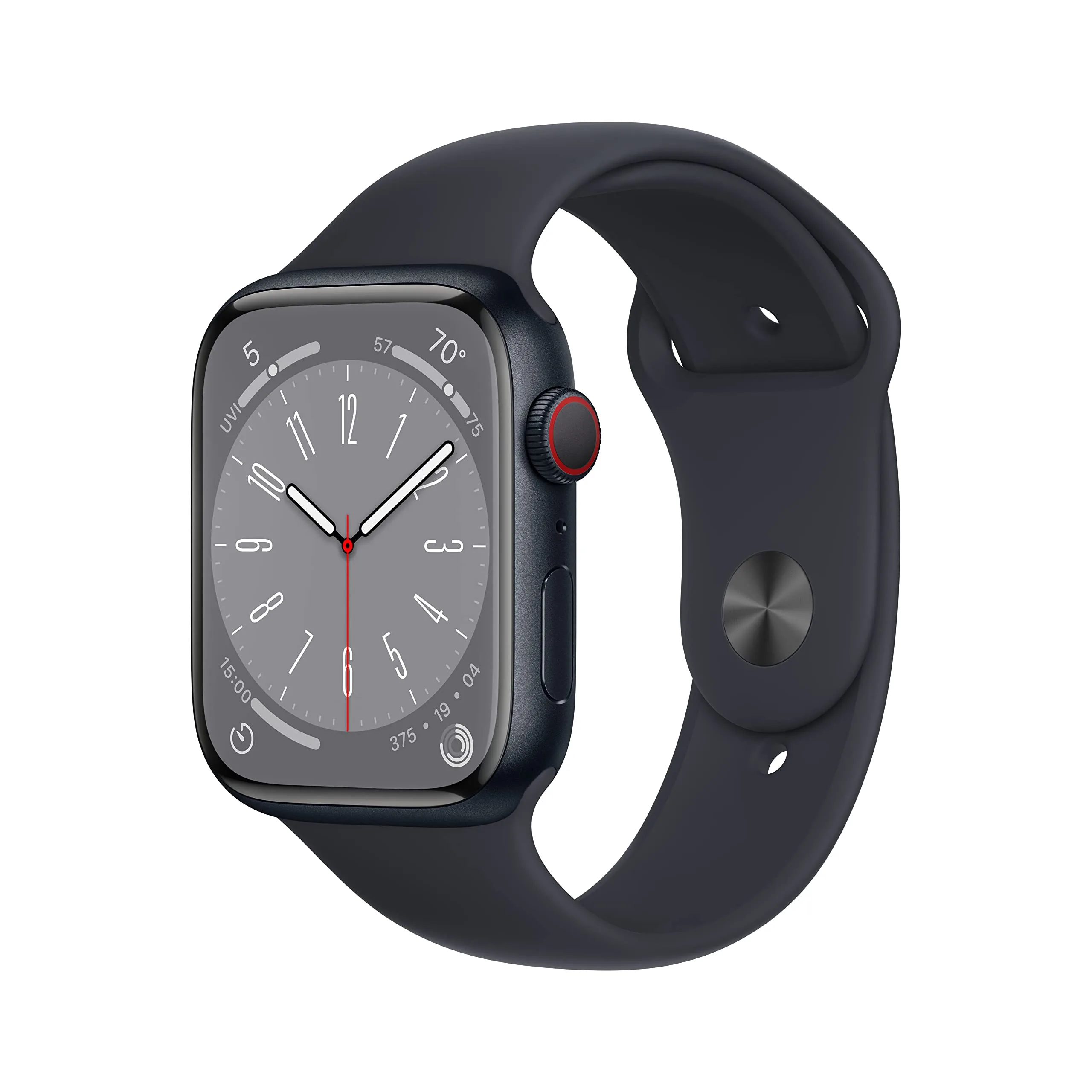 Apple Watch Series 8 Smartwatch with Midnight Aluminium Case & Midnight Sport Band, 45mm | Health & Fitness Tracker - main product image