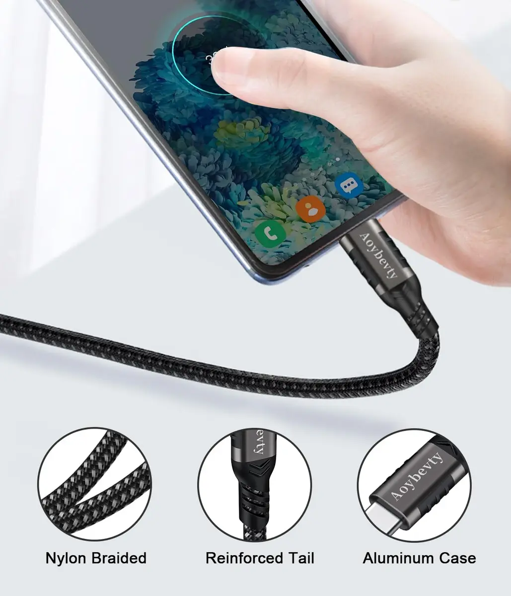 Aoybevty USB-A to USB-C Cable [2-Pack 10ft] | 10Gbps Data Transfer & 60W Fast Charging - view 5