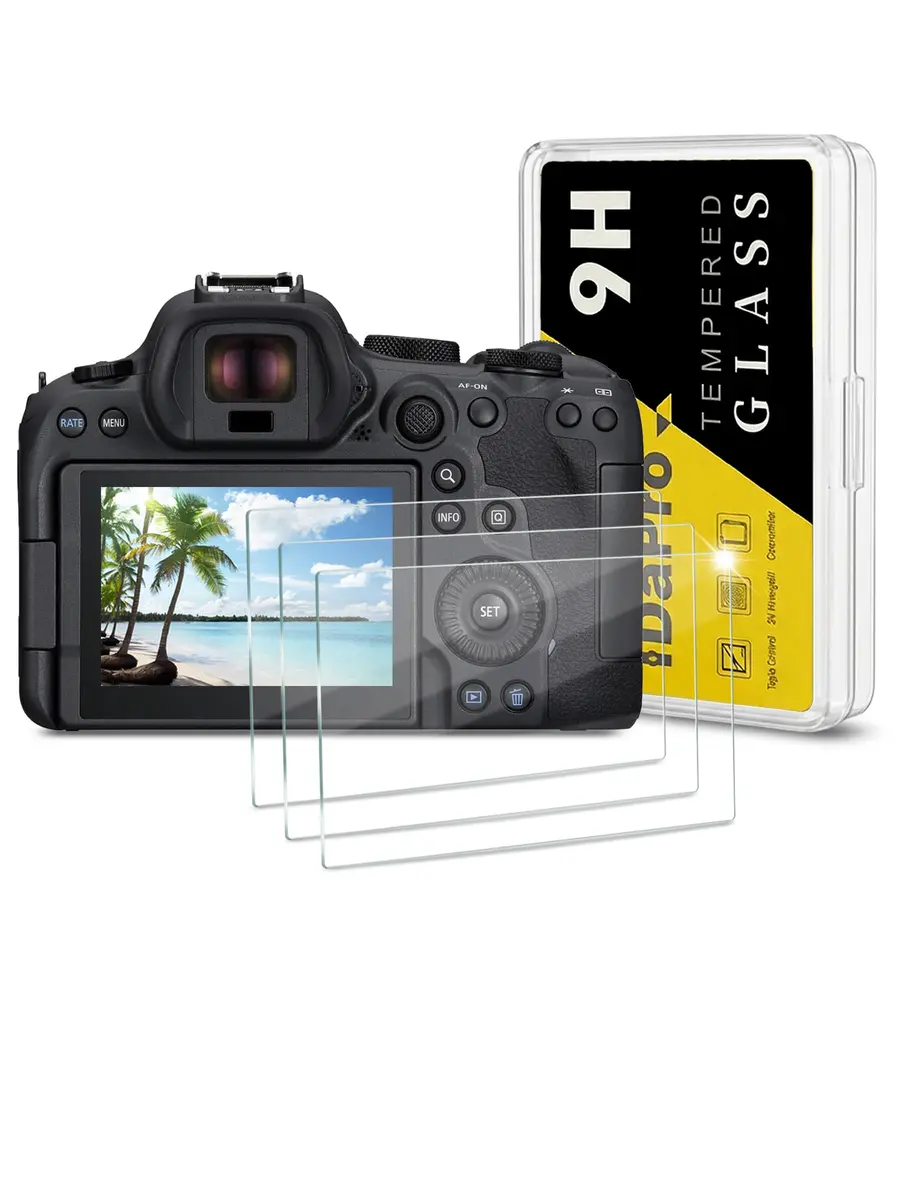 iDaPro Screen Protector for Canon EOS R6 Mark III/II/V, 9H Tempered Glass | Scratch & Drop Resistant, Ultra Clear (70-120 chars) - main product image