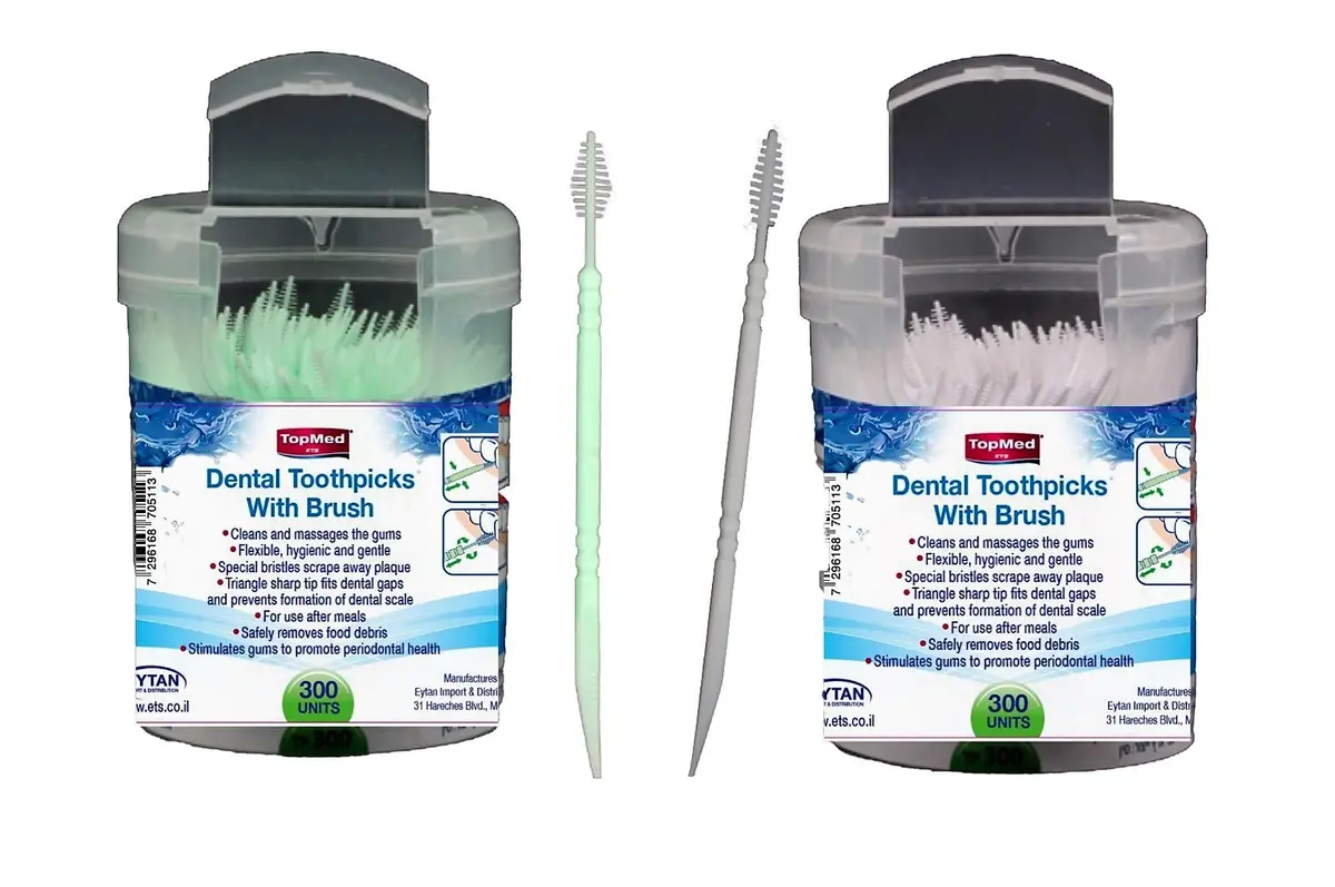 TOPMED ETS Interdental Brush 600 Count (1.2g) | Double-Headed Plastic Design for Deep Cleaning - main product image
