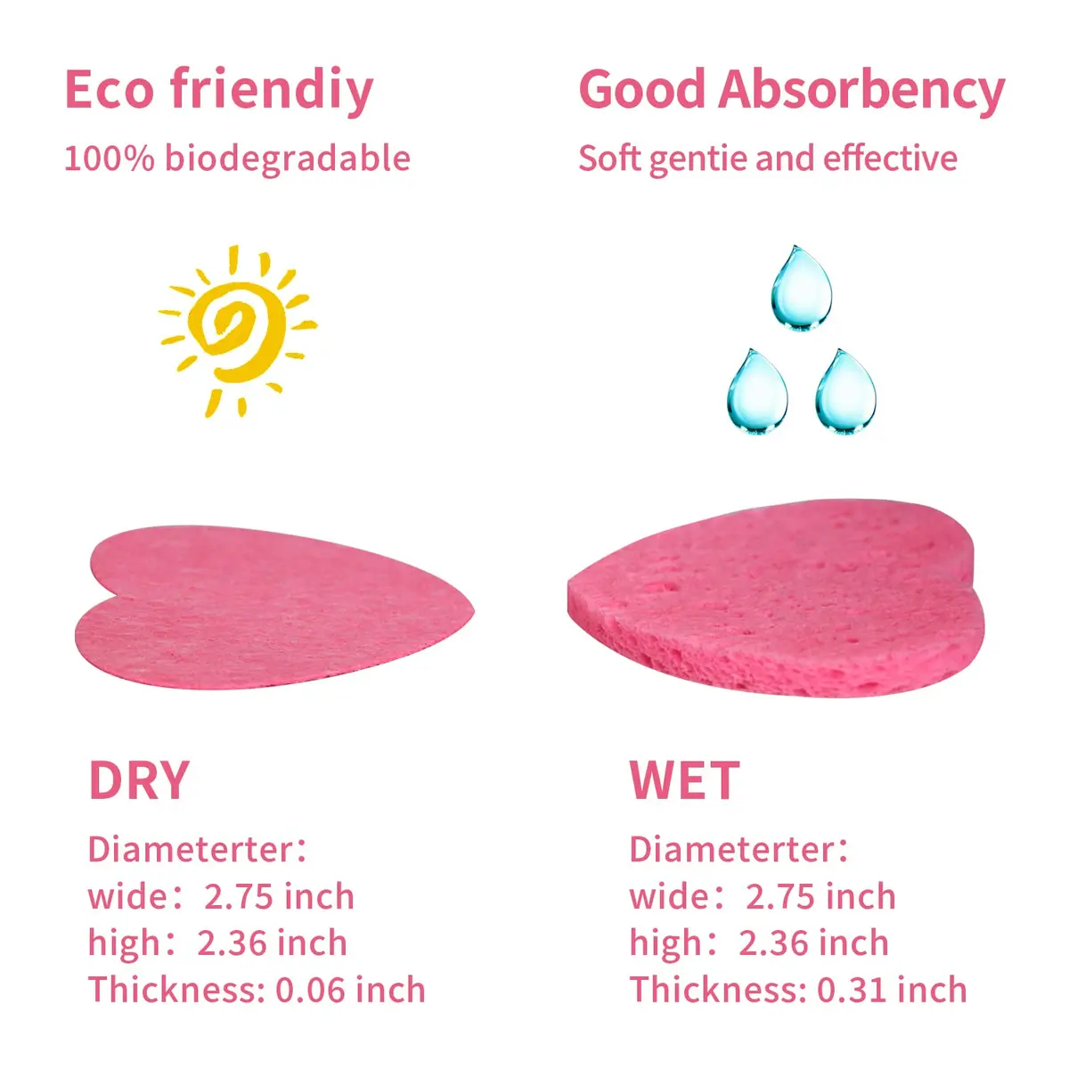 Spunspon 50-Count Compressed Facial Sponges | Natural Cellulose Heart Shape for Face Cleansing & Exfoliation - view 5