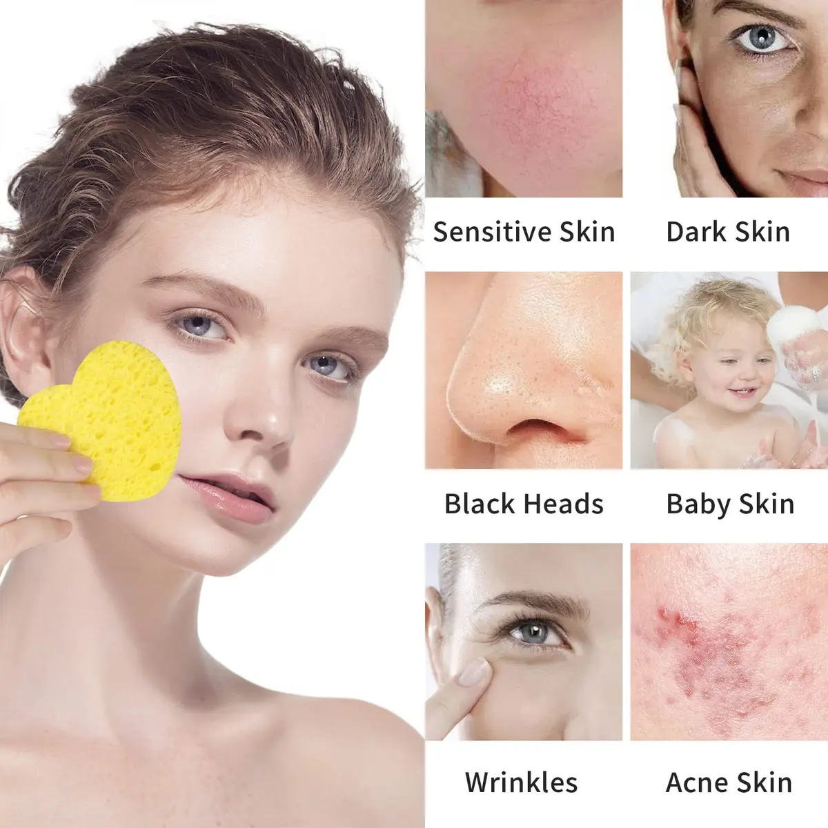 Spunspon 50-Count Compressed Facial Sponges | Natural Cellulose Heart Shape for Face Cleansing & Exfoliation - view 6