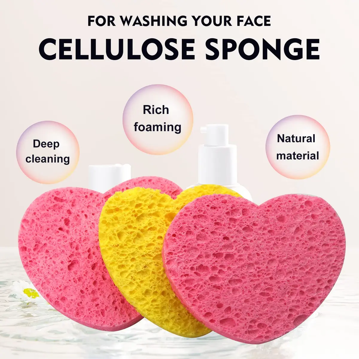 Spunspon 50-Count Compressed Facial Sponges | Natural Cellulose Heart Shape for Face Cleansing & Exfoliation - view 2