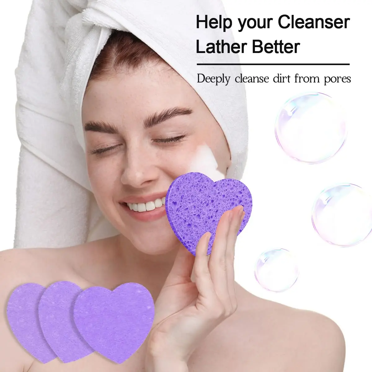 Spunspon Facial Sponges 50-Count Heart Shape | Natural Cellulose Exfoliating & Makeup Removal (70-120 chars) - view 6