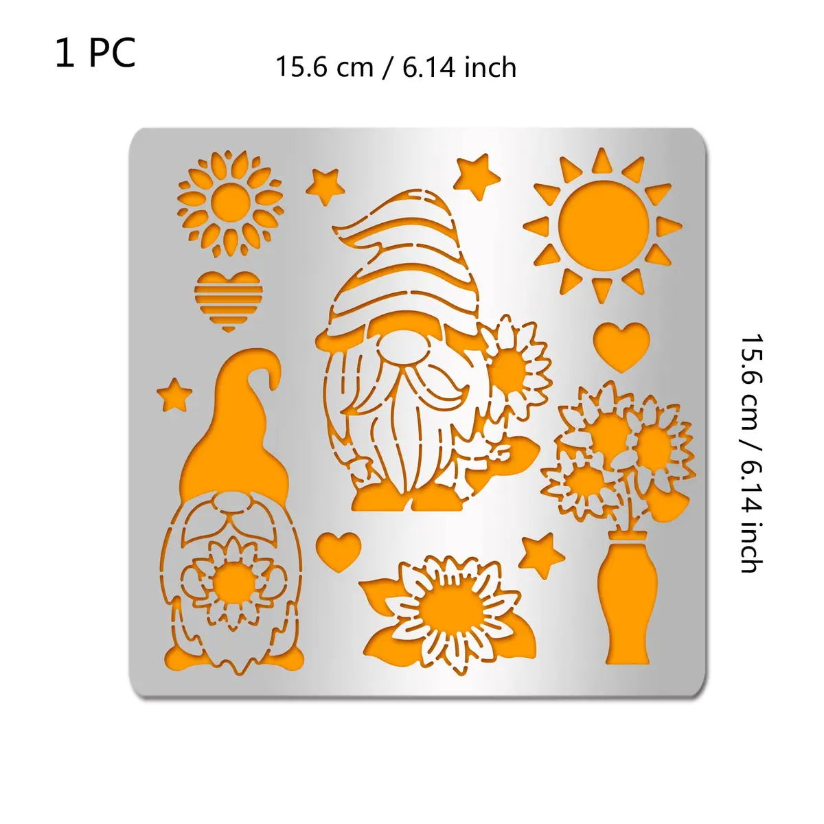 INFUNLY Sunflower Gnome Metal Stencil 15.6cm (6.15") | Christmas Gnome & Sunflower Designs for DIY Art - view 2