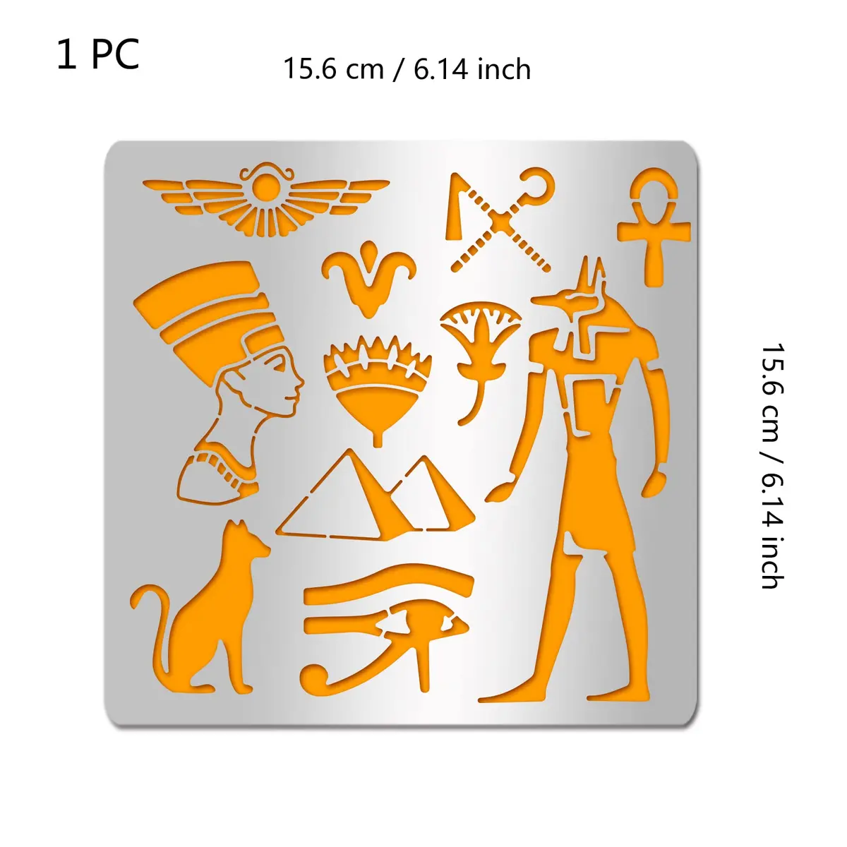INFUNLY Egyptian Metal Journal Stencil 6.5" Animal Pattern Hieroglyphics Stencils | Reusable Stainless Steel Template for Art Crafts - view 2