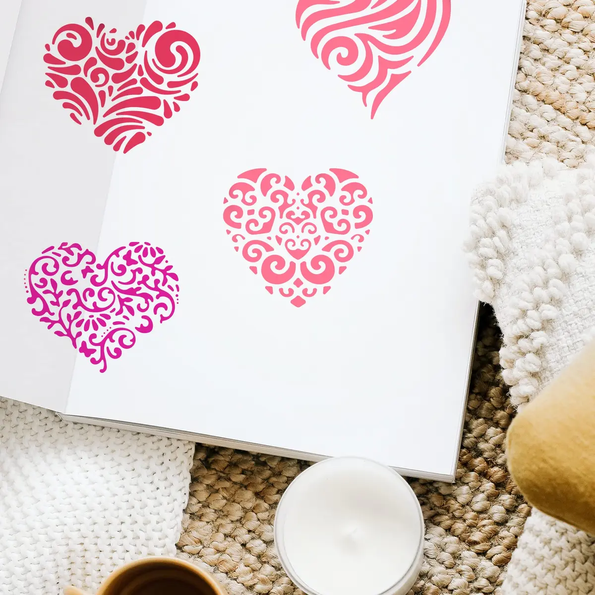 INFUNLY Heart Metal Stencil 15.6cm (6.15") | Reusable Love Heart Flower Painting Template - view 5