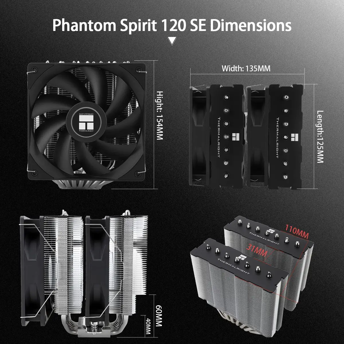 Thermalright PS120SE CPU Air Cooler 154mm Height | Dual 120mm PWM Fan, AGHP 4.0 - view 5