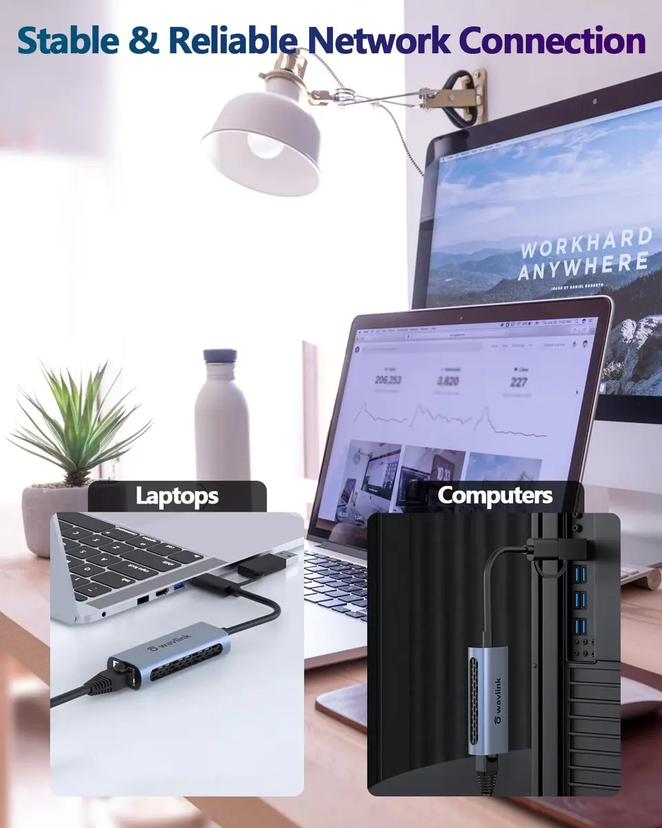 WAVLINK USB C to Ethernet Adapter 2.5 Gbps, USB to RJ45 Converter | Hybrid 2-in-1 Network Adapter for Laptops - view 7