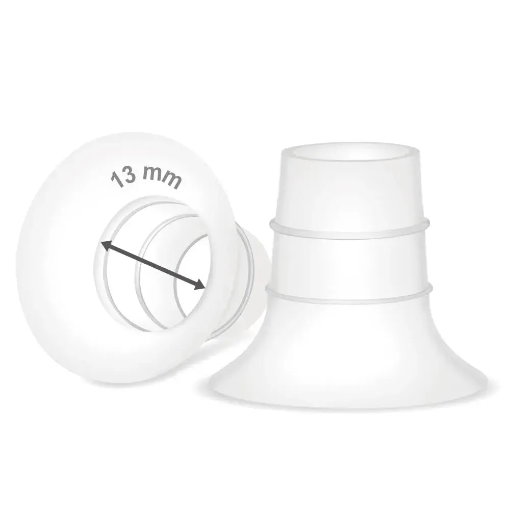 Maymom 13mm Flange Inserts for 24mm Shields | Reduce Nipple Tunnel to 13mm (2 Count, Semi-clear Short) - main product image
