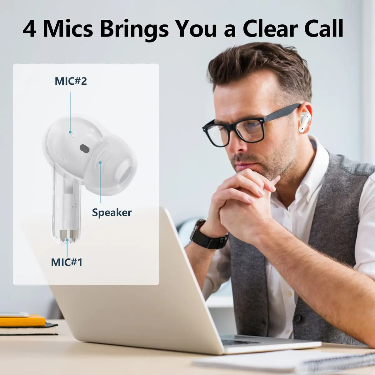 XIAOWTEK A40 Pro Wireless Earbuds 50Hrs Playtime | Noise Cancellation & Waterproof - view 2