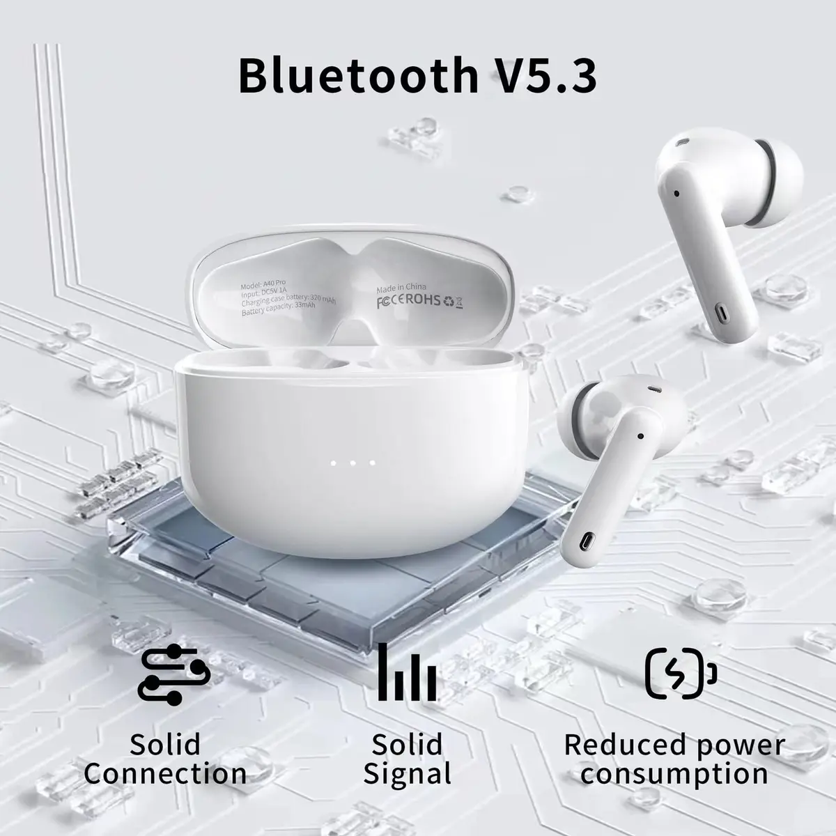 XIAOWTEK A40 Pro Wireless Earbuds 50Hrs Playtime | Noise Cancellation & Waterproof - view 3