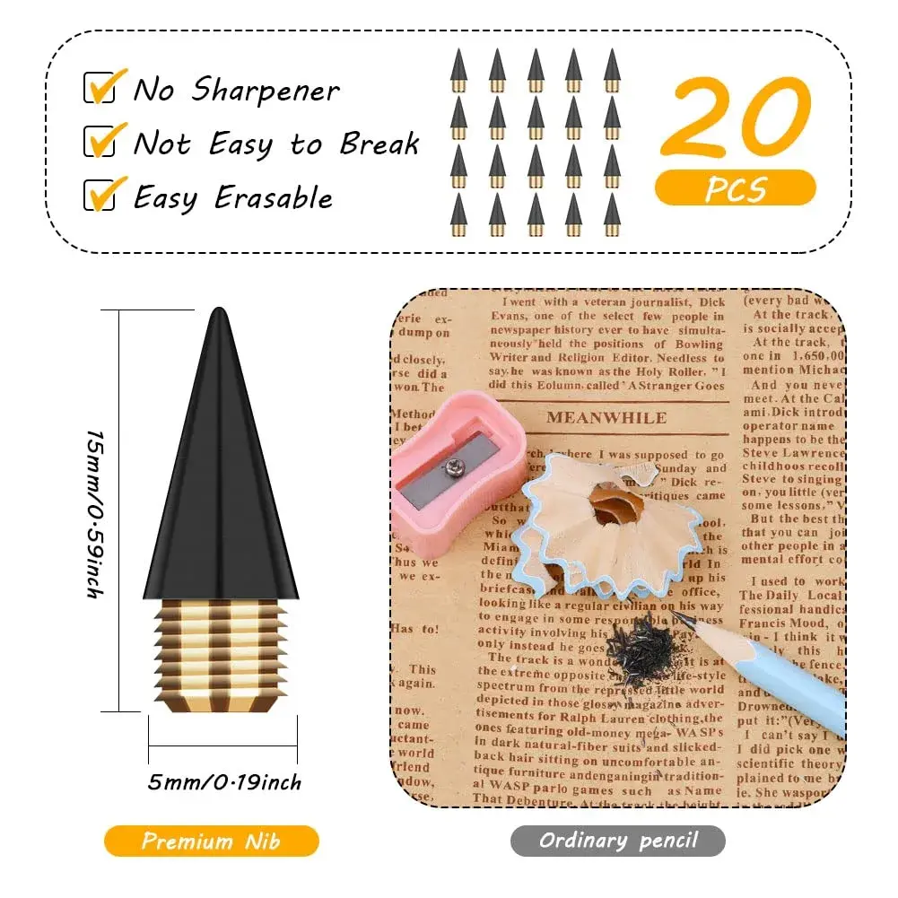 AUAUY 20PCS Inkless Pencil Refill | Graphite Nib, 0.5mm - view 2