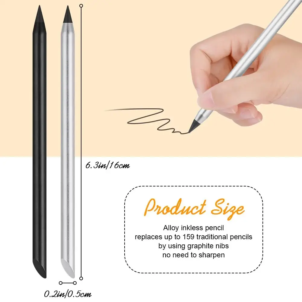 AUAUY Metal Infinity Pencil 2-Pack | Smooth Writing, Reusable Nib - view 6