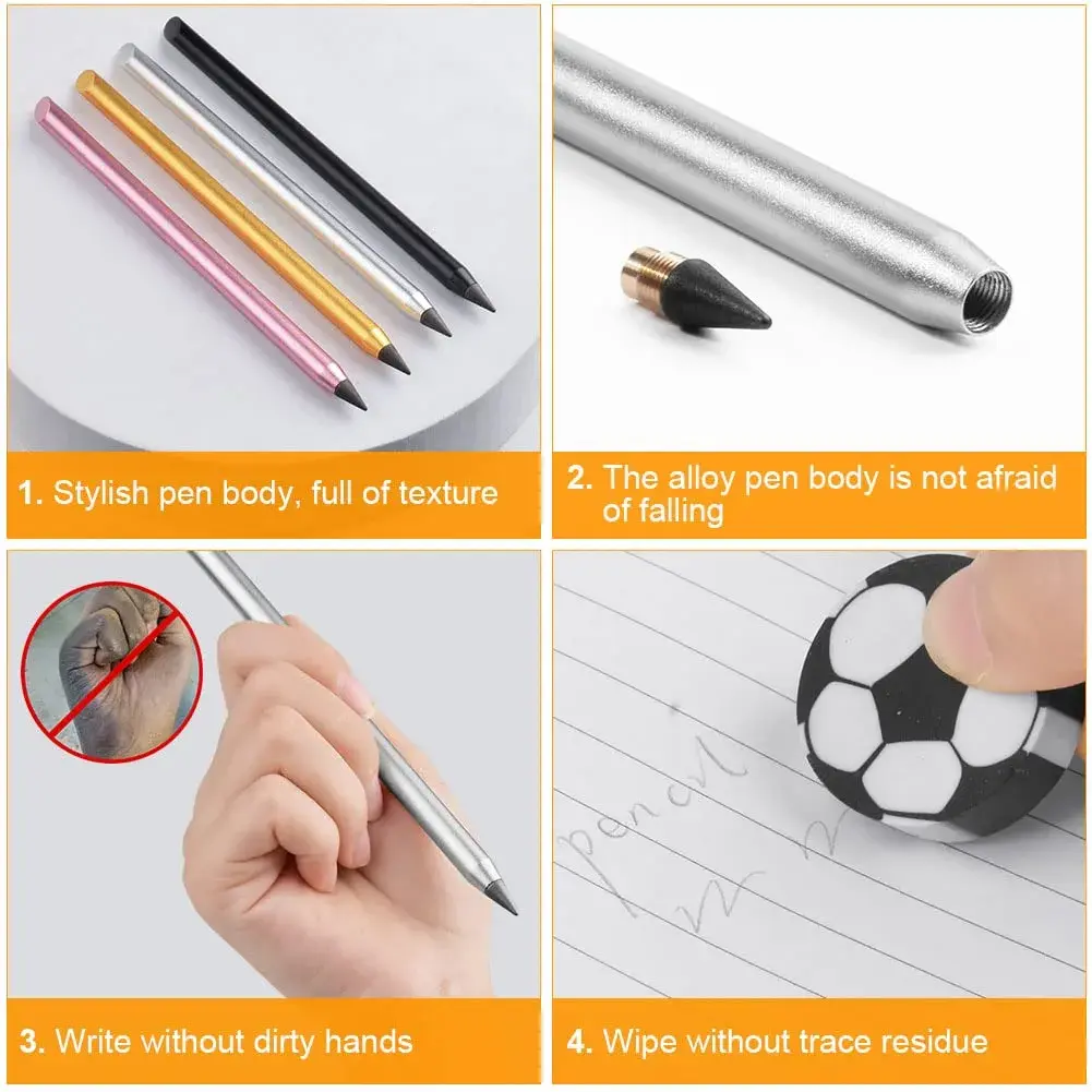 AUAUY Metal Infinity Pencil 2-Pack | Smooth Writing, Reusable Nib - view 2