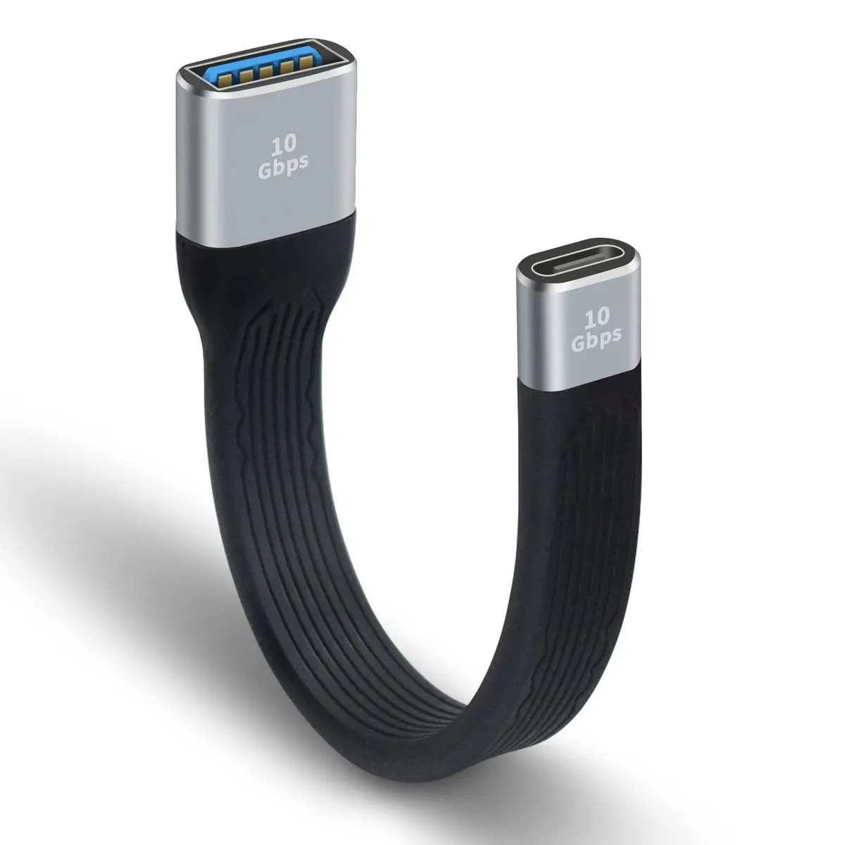 Poyiccot USB C Female to USB A Female Adapter 13cm (4.3 inches) | 10Gbps Data Transfer Flat Cable - main product image