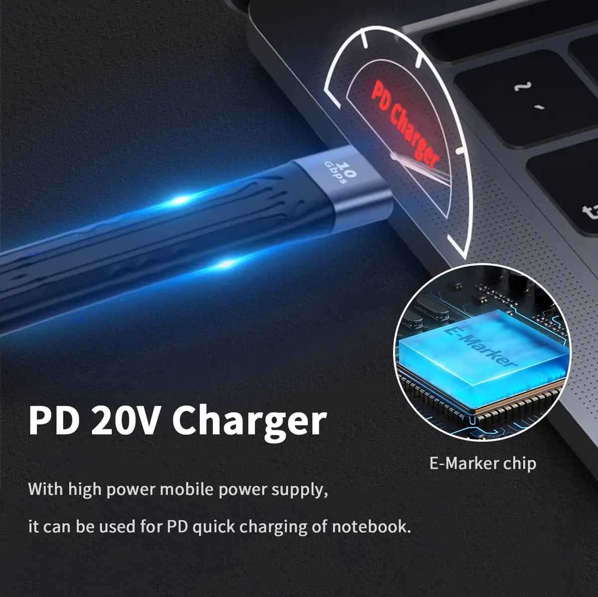 Poyiccot USB C Female to USB A Female Adapter 13cm (4.3 inches) | 10Gbps Data Transfer Flat Cable - view 5