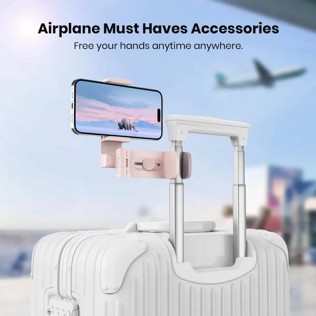 Klearlook Universal Airplane Phone Holder 2 Pack Pink | Rotatable Mount for Tray Table & Desk, Hands-Free Adjustable Stand - view 2