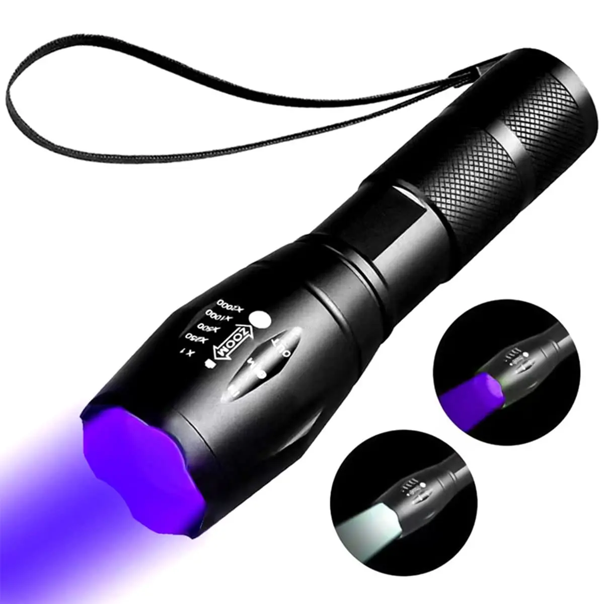 YZYOE 2-in-1 UV & White LED Flashlight Rechargeable 12.5cm (4.92in) | Detects Stains & Authenticates Bills - main product image
