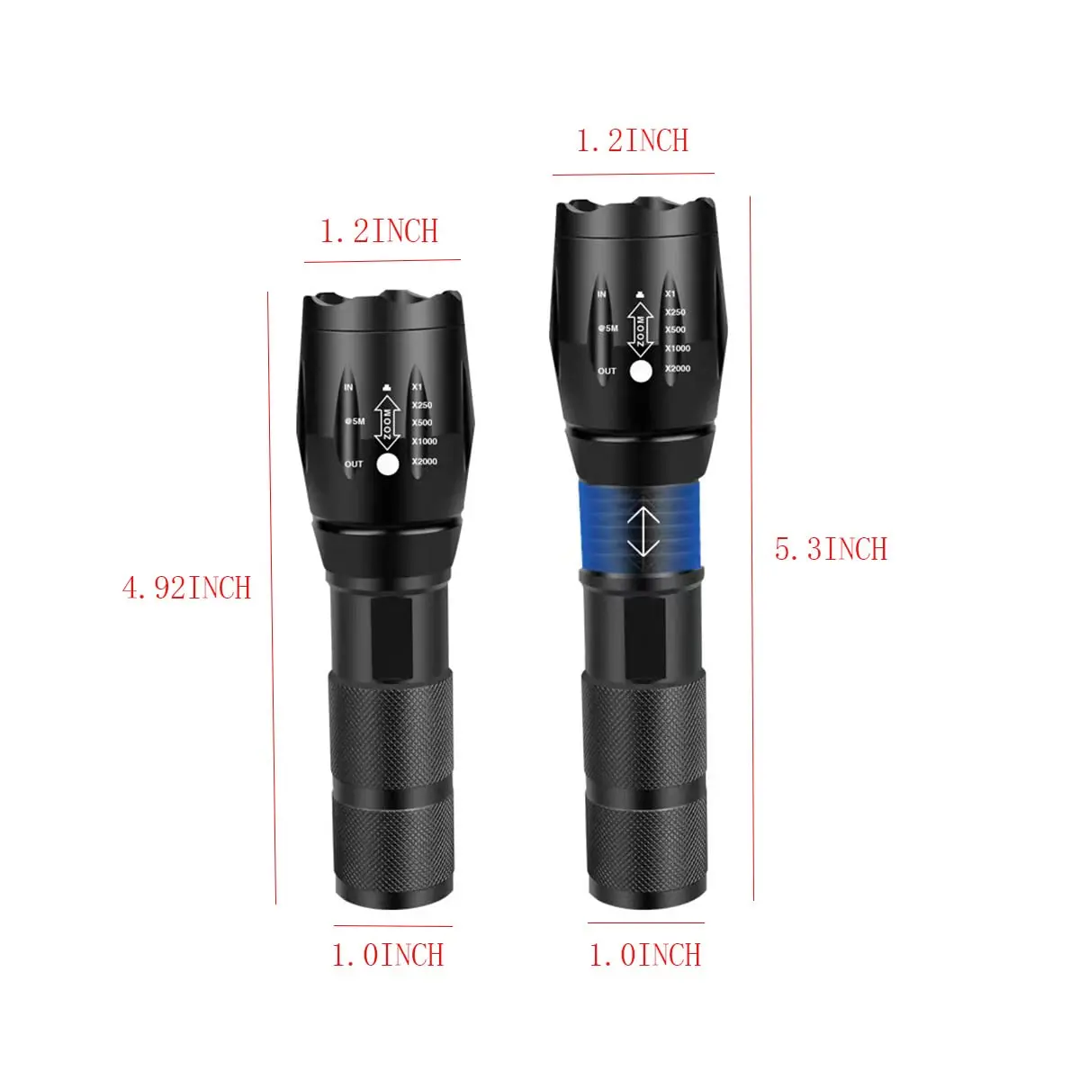 YZYOE 2-in-1 UV & White LED Flashlight Rechargeable 12.5cm (4.92in) | Detects Stains & Authenticates Bills - view 7