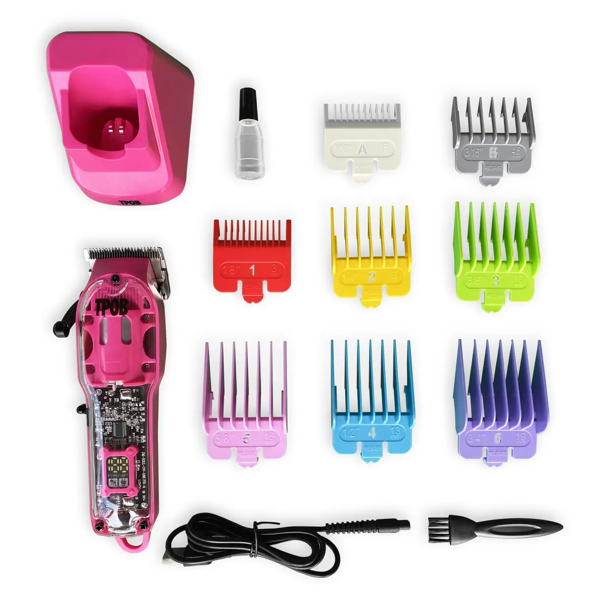 TPOB Slime 2 Hair Clippers for Men 13 Piece Set | Professional Cordless Rotary Motor with X Fade Blade & Color Coded Combs - view 4