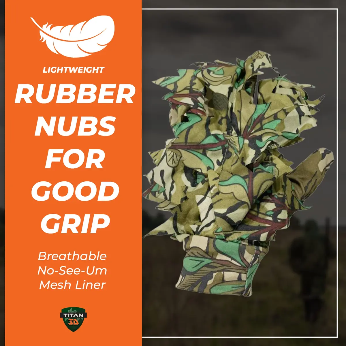 Titan 3D Leafy Gloves for Leafy Suit Mossy Oak Greenleaf | Lightweight Camouflage Gloves - view 3