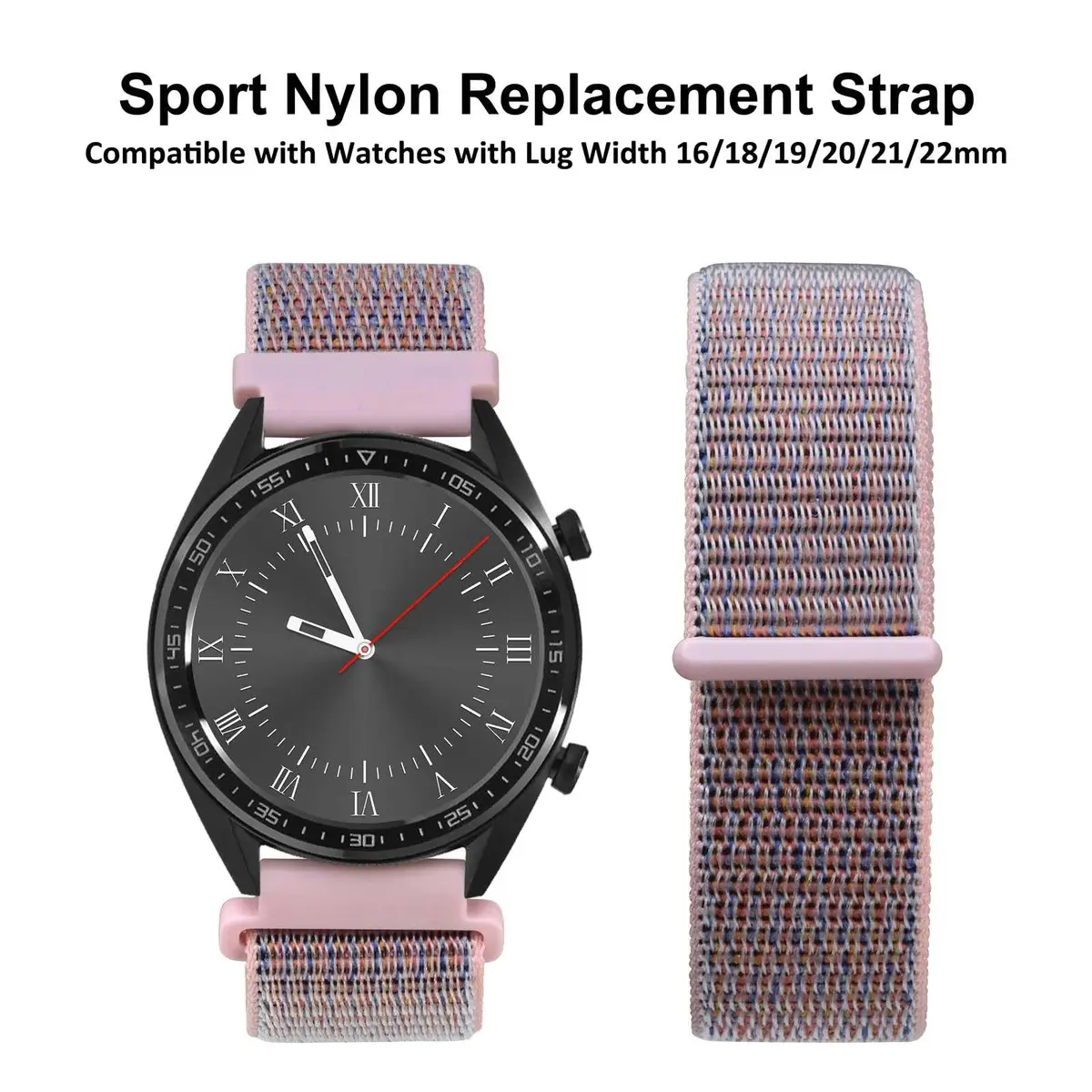 WOCCI 16mm Adjustable Nylon Watch Band, Quick Release Sport Loop Strap (Sand Pink) | Durable, Soft & Washable - view 8