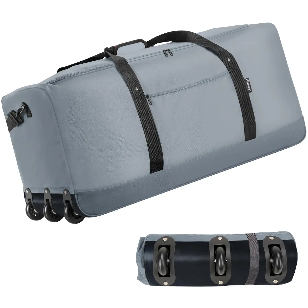 Finnhomy 120L Foldable Rolling Duffel Bag with 3 Wheels | Large Capacity, Lightweight Travel Bag (Grey) - main product image