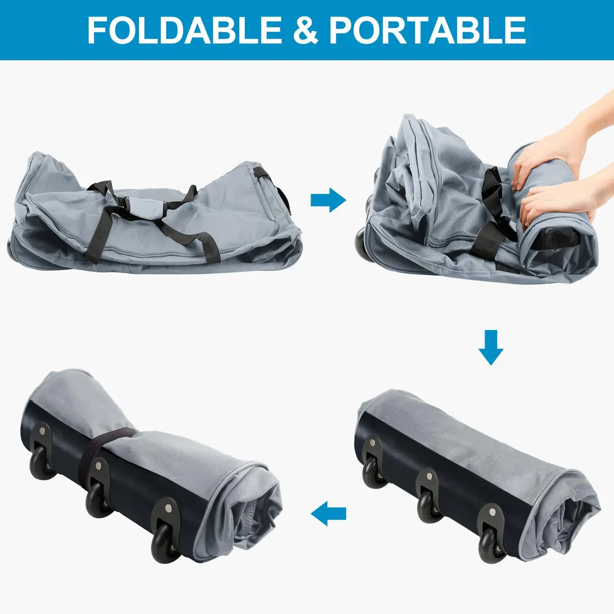 Finnhomy 120L Foldable Rolling Duffel Bag with 3 Wheels | Large Capacity, Lightweight Travel Bag (Grey) - view 5