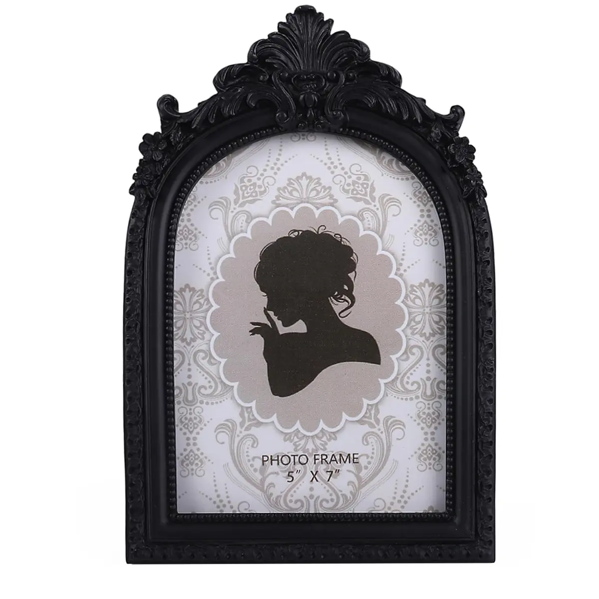 SIKOO Vintage Gothic Black Picture Frame 15x18 cm (6.2x9.6 inch) | Ornate Resin Tabletop & Wall Mount - main product image