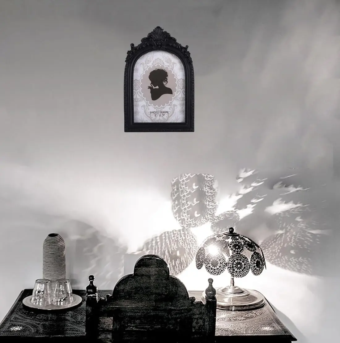 SIKOO Vintage Gothic Black Picture Frame 15x18 cm (6.2x9.6 inch) | Ornate Resin Tabletop & Wall Mount - view 5