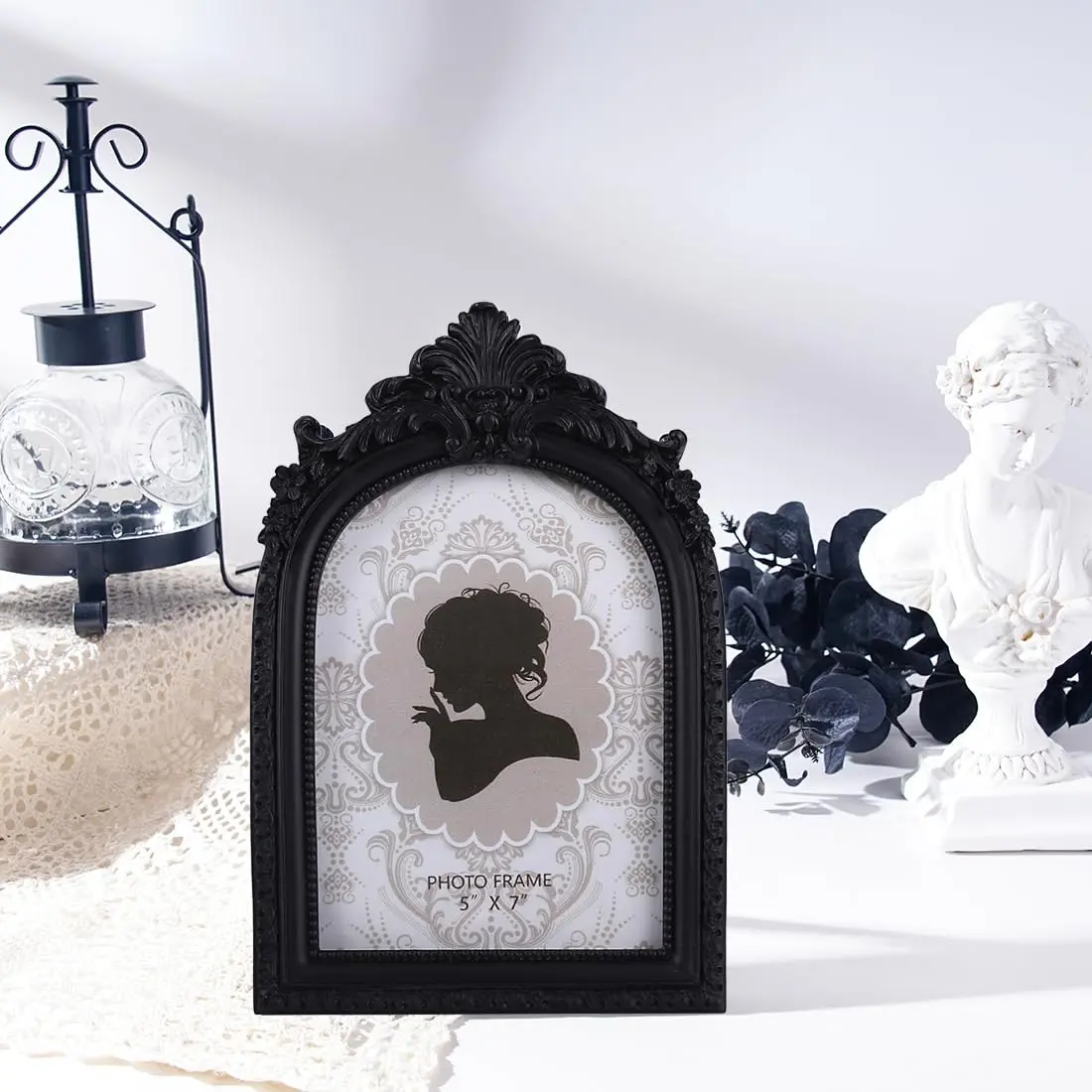 SIKOO Vintage Gothic Black Picture Frame 15x18 cm (6.2x9.6 inch) | Ornate Resin Tabletop & Wall Mount - view 2