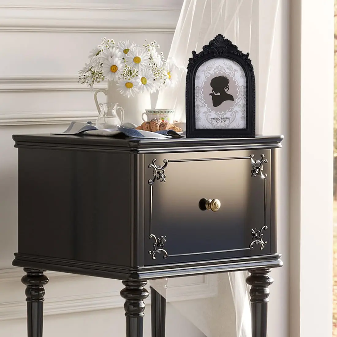 SIKOO Vintage Gothic Black Picture Frame 15x18 cm (6.2x9.6 inch) | Ornate Resin Tabletop & Wall Mount - view 4