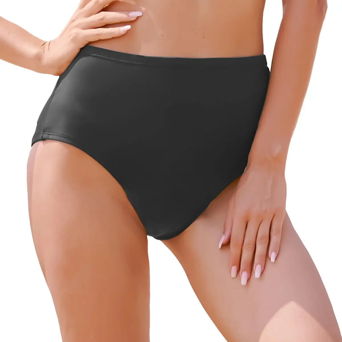 feitycom Period Swimwear High Waisted Bikini Bottoms for Women and Teens, 1 Piece (Black) - view 2