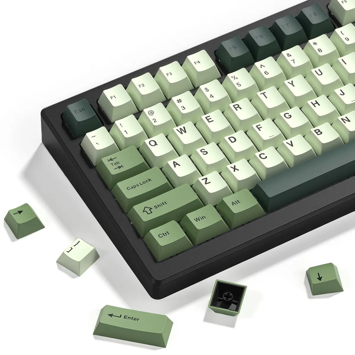 dagaladoo Double Shot PBT Keycaps Green Cherry Profile | 138-Key Set for Mechanical Keyboards - main product image
