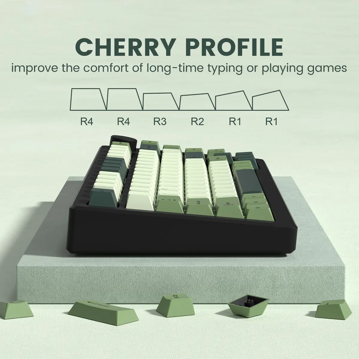 dagaladoo Double Shot PBT Keycaps Green Cherry Profile | 138-Key Set for Mechanical Keyboards - view 4