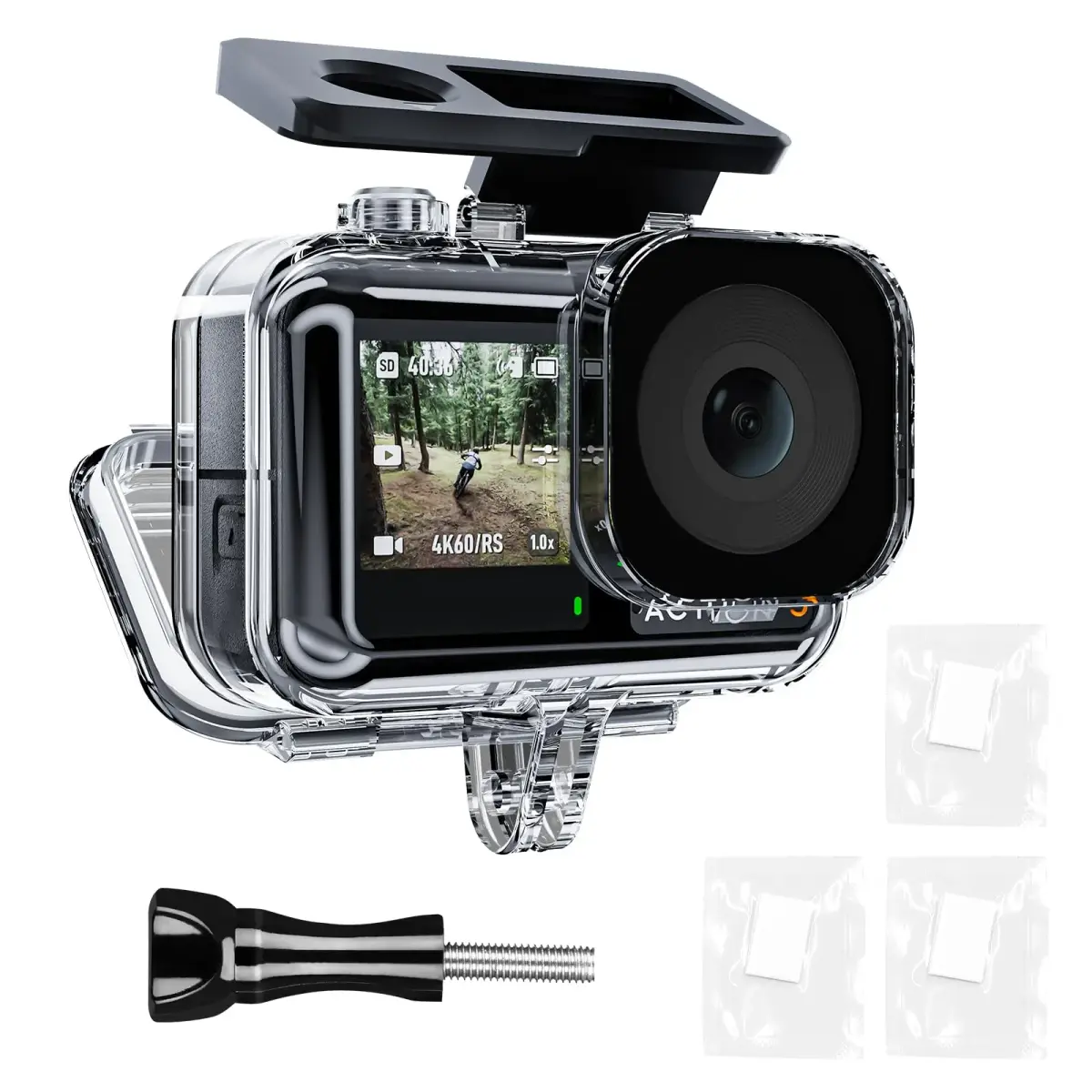 TELESIN Waterproof Case for DJI Action 3/4/5 Pro Camera, 60M Deep Diving Housing | Shockproof Underwater Shell Cage - main product image