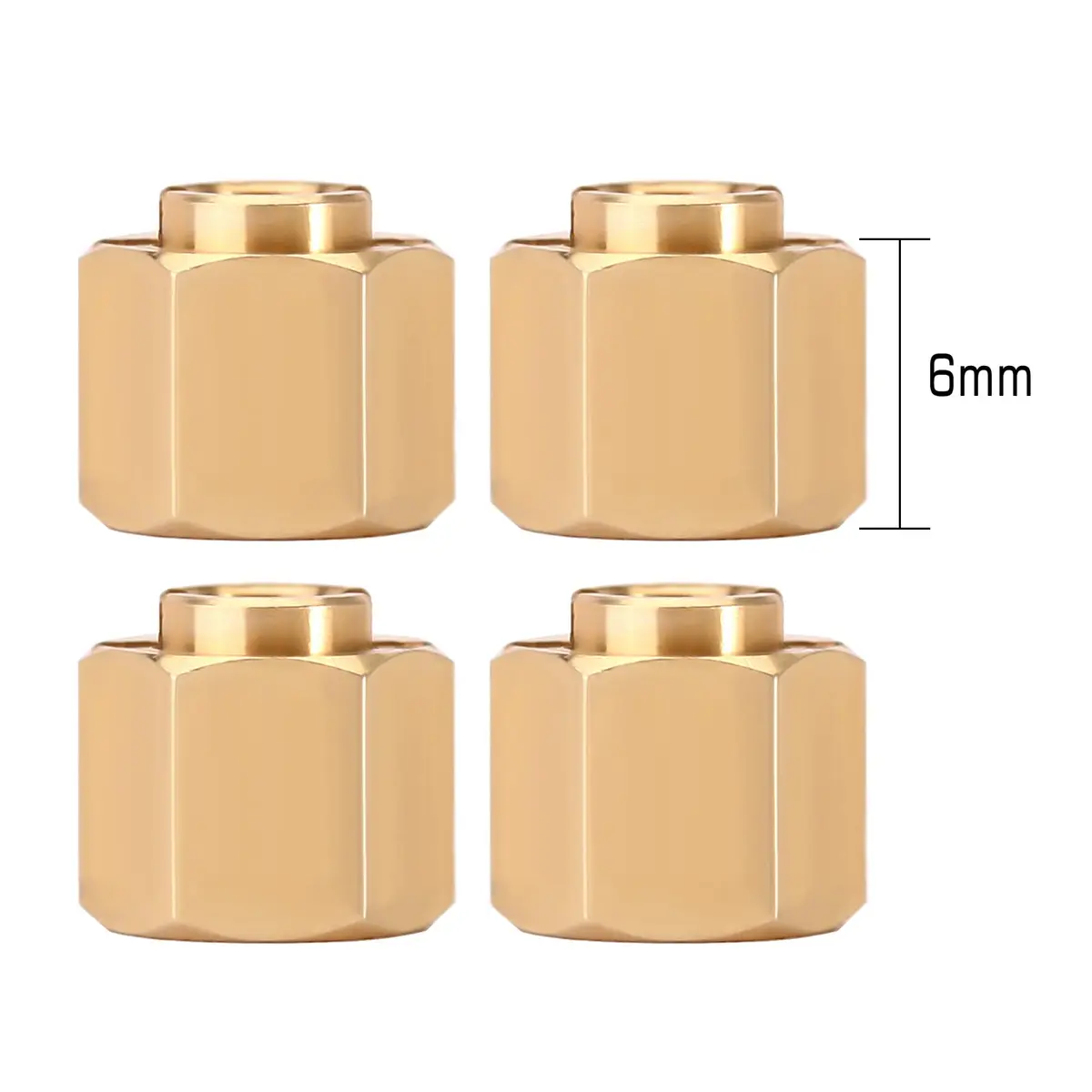INJORA Brass Wheel Hex Hub Extenders 6mm (+2mm) for 1/18 TRX4M | Set of 4 - view 3
