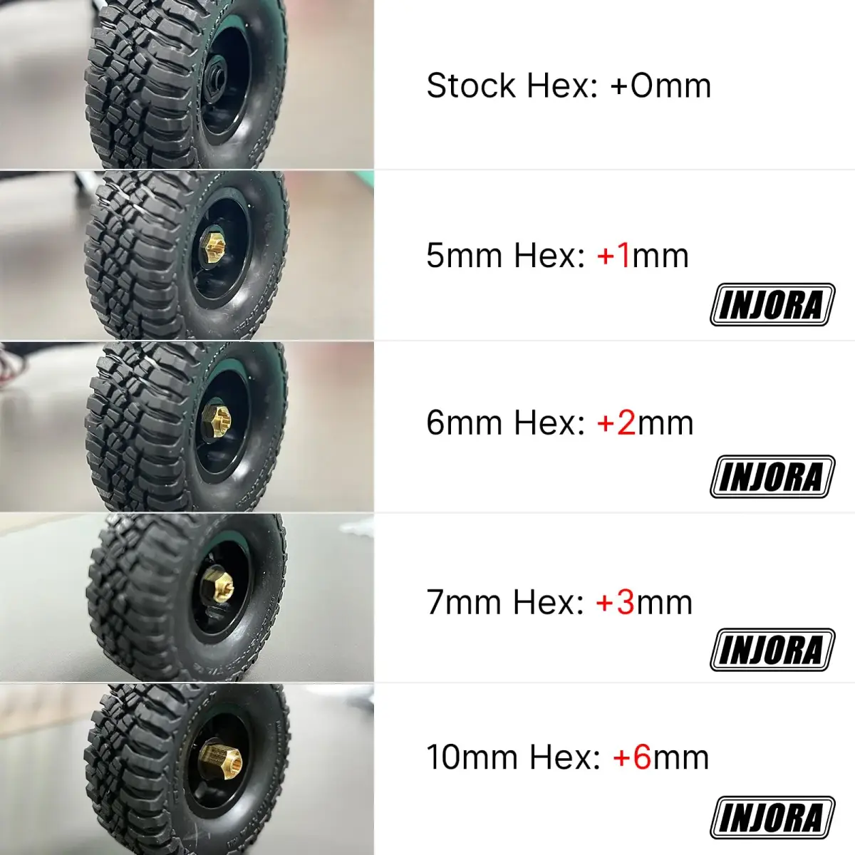 INJORA Brass Wheel Hex Hub Extenders 5mm+6mm for 1/18 TRX4M - view 5