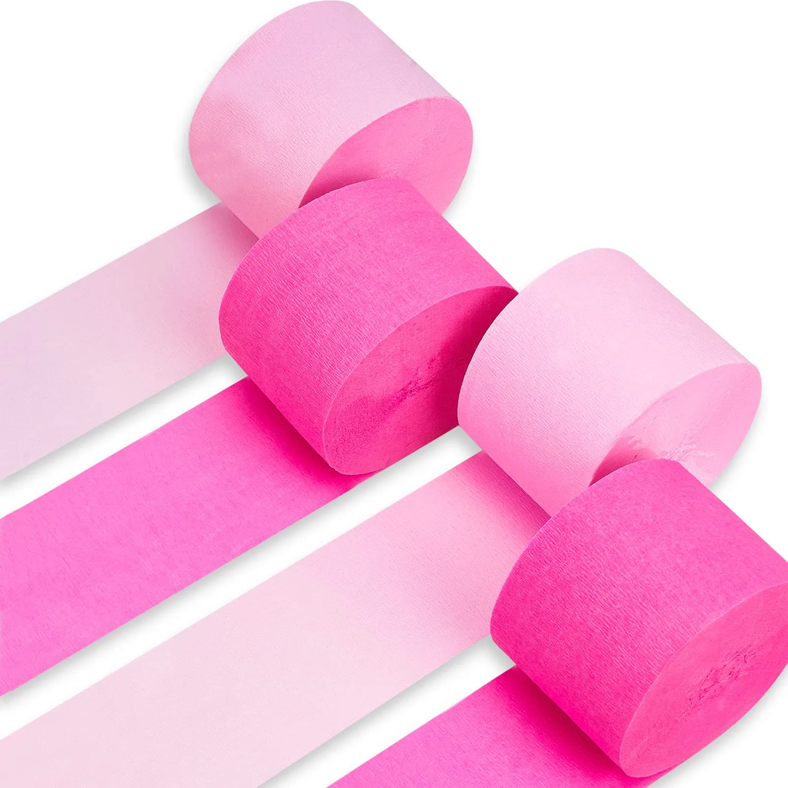 PartyWoo Crepe Paper Streamers Hot Pink & Pink (4 Rolls, 328ft Total) | Vibrant Party & Wedding Decorations - main product image